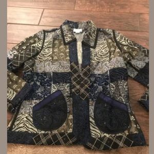 DRAPERS & DAMONS Sz L Metallic Open Front Blazer